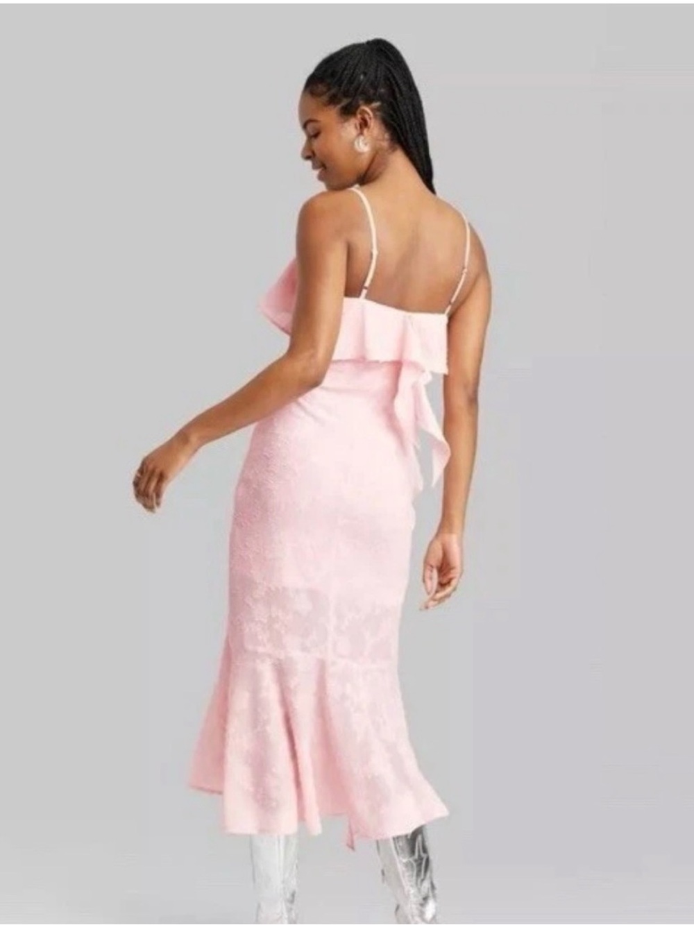 Light Pink Ruffle Midi Dress - Picture 3 of 3